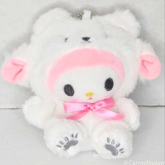 MY MELODY π»ββοΈ Pink & White Polar Bear Suit Sanrio Key Chain βγNWTγβ - Picture 1 of 7